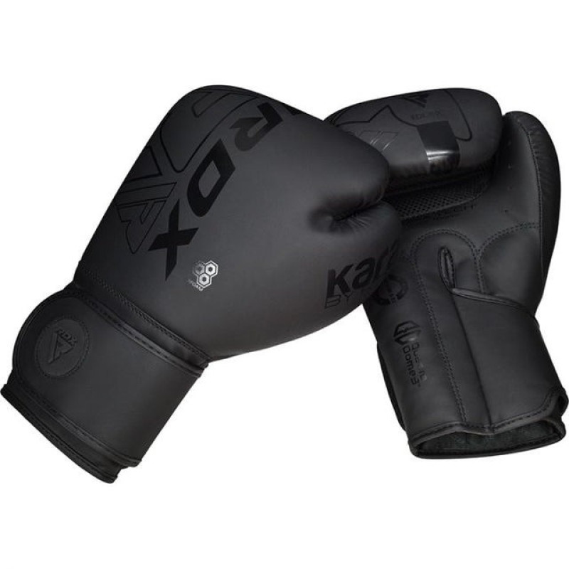 Перчатки для бокса RDX F6 Kara Matte Black 12 унций (капа в комплекте)