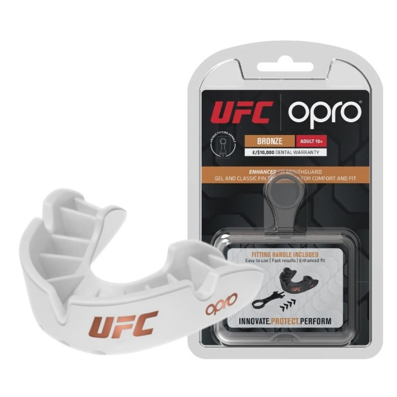 Капа боксерская OPRO Bronze UFC Hologram White (art.002258002)