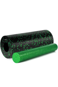 Масажний ролик (роллер) гладкий PowerPlay PP-4348 2 in 1 EPP Foam Roller Чорно/Зелений (33x14см.)