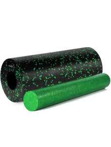 Масажний ролик (роллер) гладкий PowerPlay PP-4348 2 in 1 EPP Foam Roller Чорно/Зелений (33x14см.)