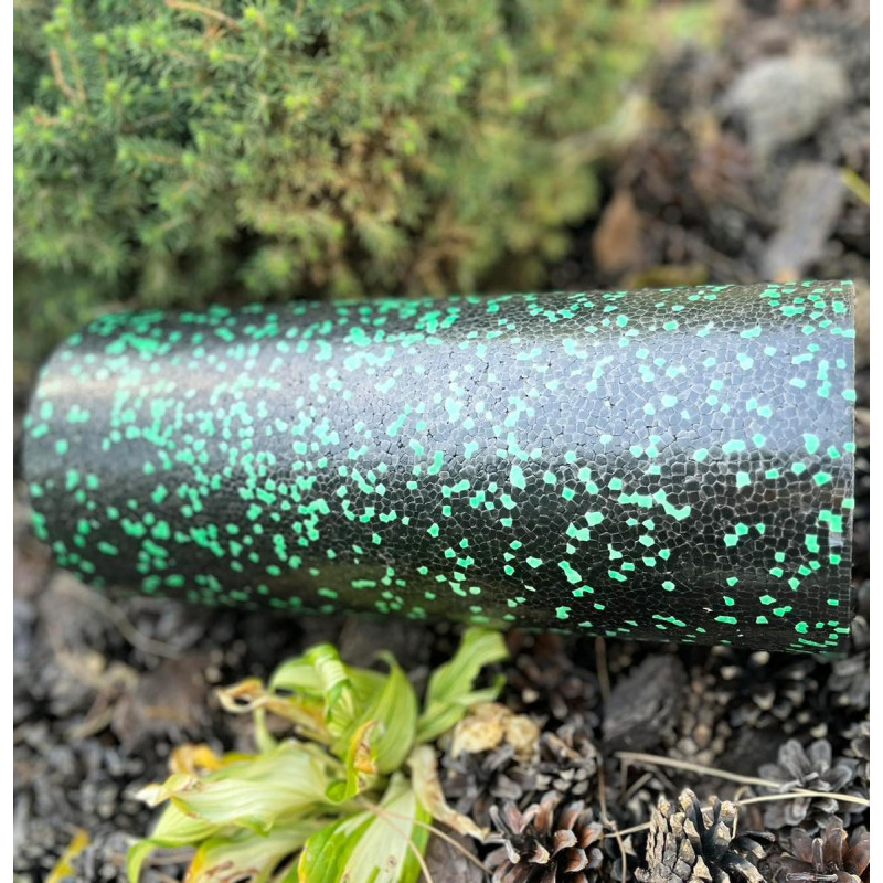 Масажний ролик (роллер) гладкий PowerPlay PP-4348 2 in 1 EPP Foam Roller Чорно/Зелений (33x14см.)