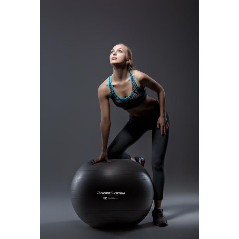 М*яч для фітнесу (фітбол) Power System PS-4011 ?55 cm PRO Gymball Black