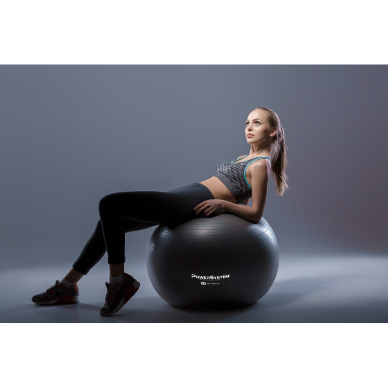 М*яч для фітнесу (фітбол) Power System PS-4011 ?55 cm PRO Gymball Black
