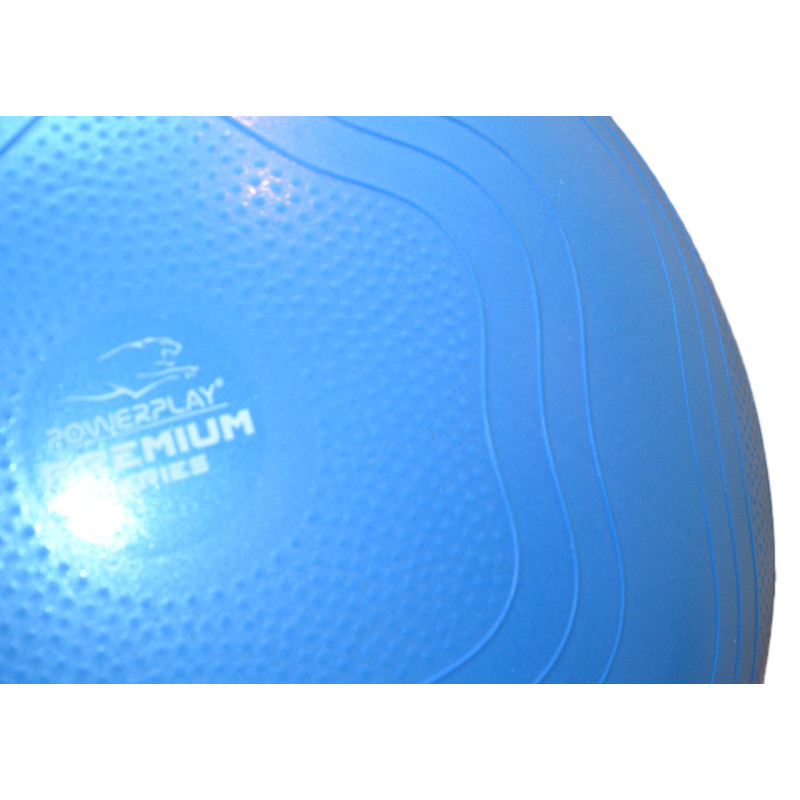 М*яч для фітнесу (фітбол) укріплений PowerPlay 4000 ?65 cm Premium Gymball Anti-Burst Синій + помпа