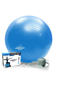 М*яч для фітнесу (фітбол) укріплений PowerPlay 4000 ?65 cm Premium Gymball Anti-Burst Синій + помпа