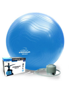 М*яч для фітнесу (фітбол) укріплений PowerPlay 4000 ?65 cm Premium Gymball Anti-Burst Синій + помпа
