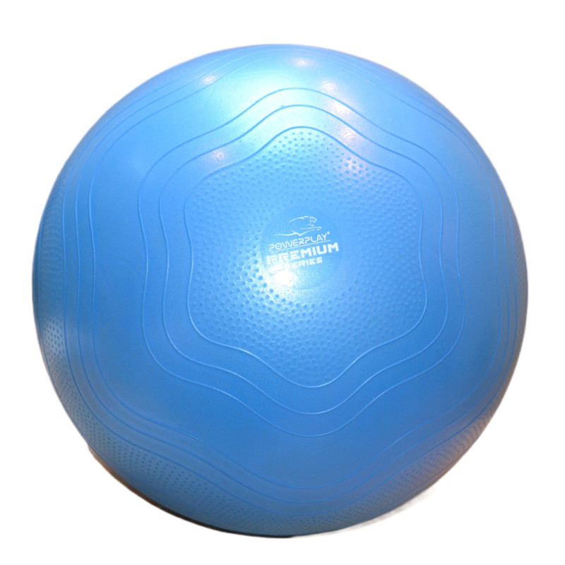 М*яч для фітнесу (фітбол) укріплений PowerPlay 4000 ?65 cm Premium Gymball Anti-Burst Синій + помпа