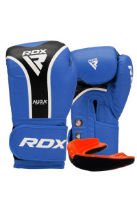 Боксерські рукавиці RDX AURA PLUS T-17 Blue/Black 14 унцій (капа в комплекті)