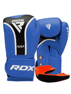 Боксерські рукавиці RDX AURA PLUS T-17 Blue/Black 14 унцій (капа в комплекті)