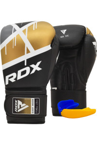Перчатки для бокса RDX F7 Ego Black Golden 14 унций (капа в комплекте)