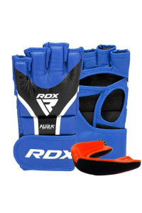 Перчатки ММА RDX AURA PLUS T-17 Blue/Black M (капа в комплекте)