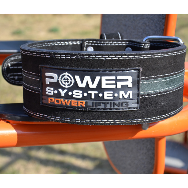 Пояс для пауерліфтингу Power System PS-3800 PowerLifting шкіряний Black/Grey Line XL