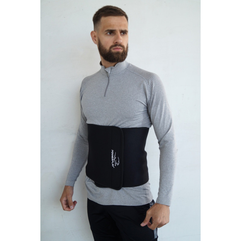 Пояс для схуднення PowerPlay 4301 (100*30 см) + кишеня для смартфона Чорний