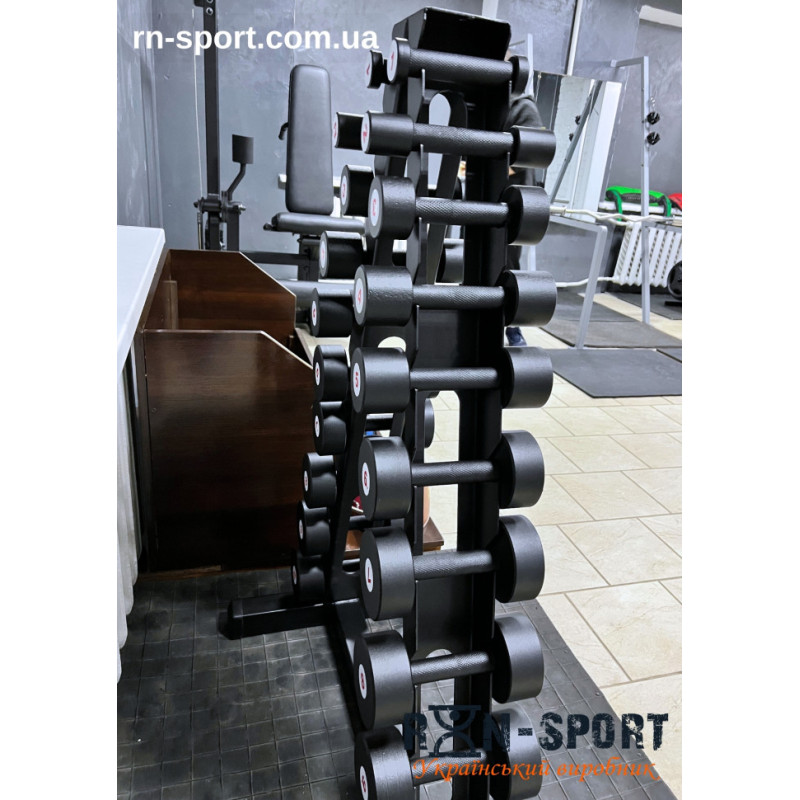 Гантельний ряд RN-Sport BLACK 1-10 кг зі стійкою