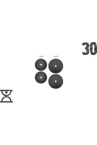 30 кг (2x5 та 2x10) дисків, покритих пластиком (31 мм)