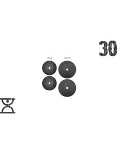 30 кг (2x5 та 2x10) дисків, покритих пластиком (31 мм)