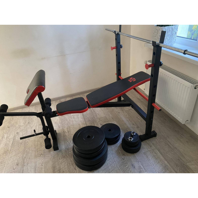 Скамейка для жима ReadMeBlack + штанга 75 кг с гантелями 2х20 кг RN-Sport