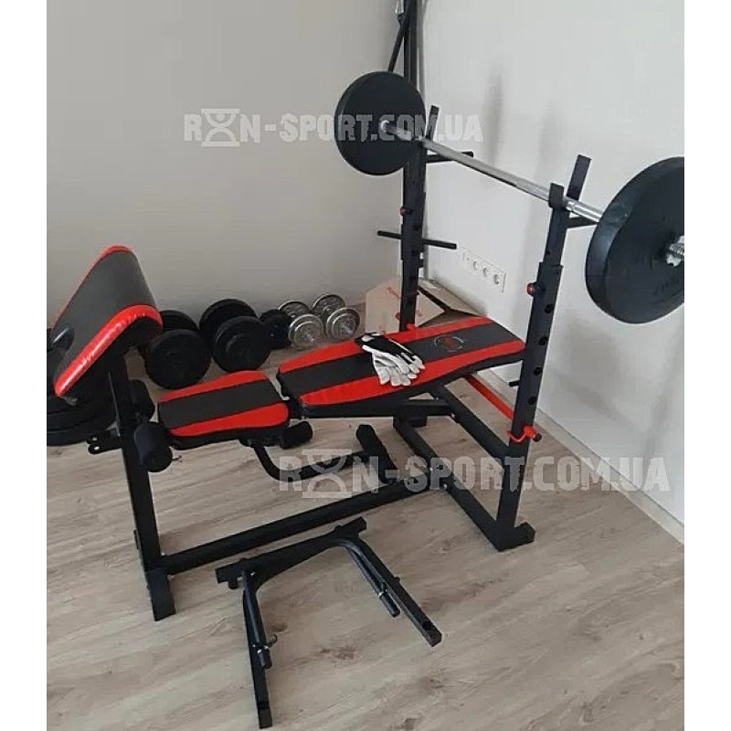 Лава для жиму із тягою + Штанга. 4 грифи, 115 кг млинців RN-Sport
