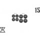 15 кг (4x1,25 та 4x2.5) дисків, покритих пластиком (31 мм)