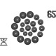 65 кг (4 по 1.25, 8 по 2.5, 8 по 5 кг) дисків, покритих пластиком (31 мм)