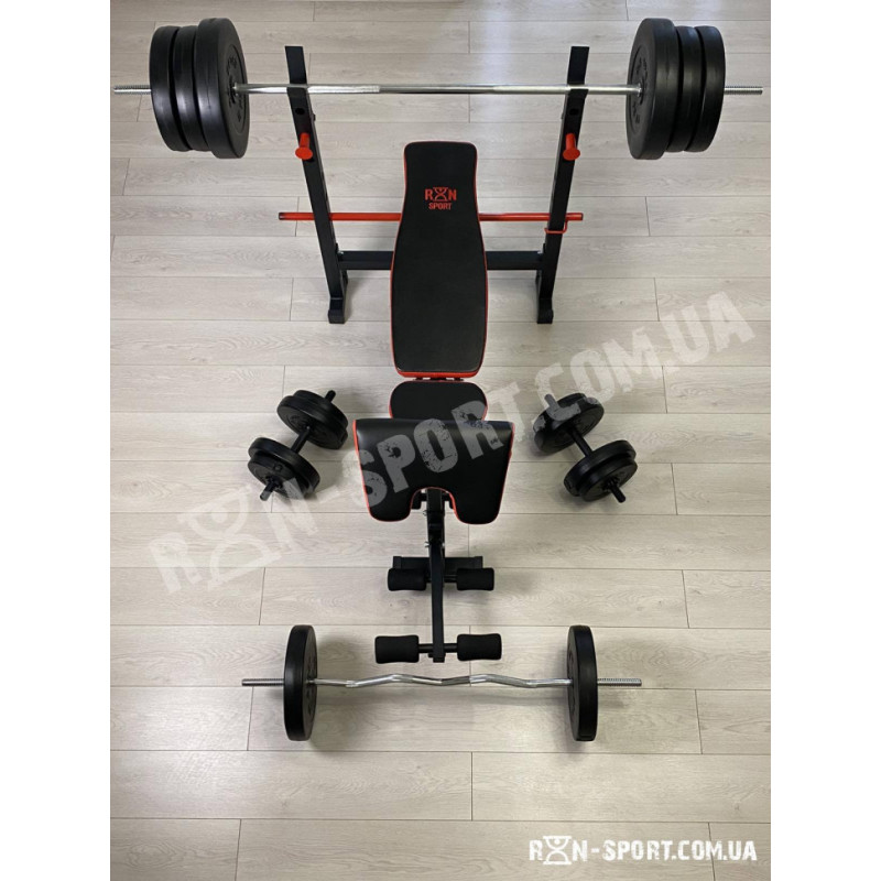 Лава для жиму універсальна ReadMeBlack + штанга 75 кг RN-Sport