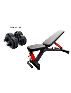 Проф. лава для жима RN-Sport Black Rock + Гантели олимпийские RN-Sport по 31 кг.